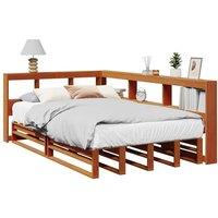 Berkfield Home Bookcase Bed without Mattress Wax Brown 120x200cm Solid Wood Pine | Size: Small Double