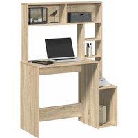 Berkfield Home Desk with Shelves Sonoma Oak 100x45x140 cm Engineered Wood in Brown | Size: 100 x 45 x 140 cm