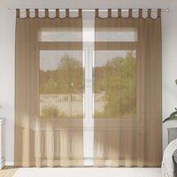Berkfield Home Voile Curtains with Loops 2 pcs Light Brown 140x225 cm