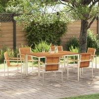 Berkfield Home 7 Piece Garden Dining Set Solid Wood Acacia in Brown
