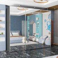 Sliding Wardrobes 4U Modern Double Door Sliding Wardrobe W250cm x H217cm x D62cm in Grey