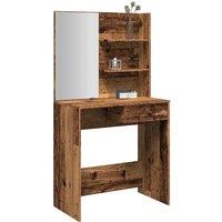 Berkfield Home Dressing Table with Mirror Old Wood 74.5x40x141 cm in Brown