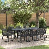 Berkfield Home 9 Piece Garden Dining Set Black Poly Rattan