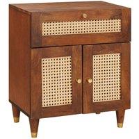 Berkfield Home Bedside Tables with Drawer Brown Cane & solid mango wood