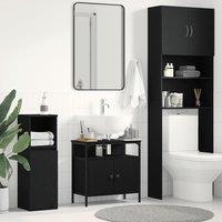 Berkfield Home Bathroom Sink Cabinet Black Oak 60x30x60 cm Engineered Wood | Size: 60 x 30 x 60 cm