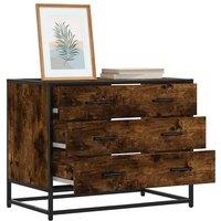Berkfield Home Drawer Cabinet Smoked Oak 70x41x56 cm Engineered Wood in Brown | Size: 70 x 41 x 56 cm
