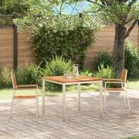 Berkfield Home Stackable Garden Chairs 2 pcs Solid Wood Teak&Stainless Steel in Silver