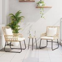 Berkfield Home Garden Dining Set 3 pcs 35 x 35 x 45 cm Poly rattan, steel in Brown