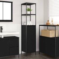 Berkfield Home Bathroom Cabinet with Shelves Black Oak 36x35x165 cm | Size: 36 x 35 x 165 cm