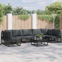 Berkfield Home Garden Sofa Set 7 pcs Black 353 x 141.5 x 71 cm Aluminium