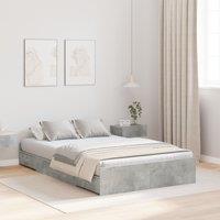 Berkfield Home Storage Bed Frame with Drawer with Headboard with Storage Concrete grey 120 x 190 cm MDF
