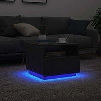 Berkfield Home Coffee Table with LED Lights Black Oak 50x49x40 cm | Size: 50 x 49 x 40 cm
