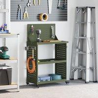 Berkfield Home Tool Trolley Olive green 65 x 35 x 111 cm Powder-coated steel