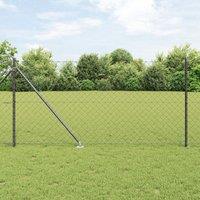 Berkfield Home Chain Link Fence with 7 Spike Posts 1x10 m Galvanised Steel in Grey
