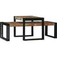 Berkfield Home 2 Piece Coffee Table Set Solid Wood Reclaimed in Brown