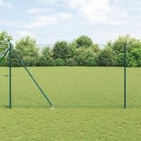 Berkfield Home Chain Link Fence with 7 Spike Posts 1.5x10 m Galvanised Steel in Green