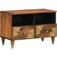Berkfield Home TV Cabinet 70x33x46 cm Solid Wood Mango in Brown | Size: 70 x 33 x 46 cm