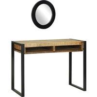 Berkfield Home Dressing Table with Mirror 100x50x75 cm Solid Rough Wood Mango in Brown | Size: 100 x 50 x 75 cm