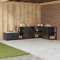 Berkfield Home Kitchen Storage Shelf with Storage Black Steel