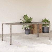 Berkfield Home Garden Table with Glass Top Grey 190x90x75 cm Poly Rattan | Size: 190 x 90 x 75 cm