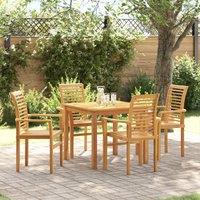Berkfield Home Stacking Garden Chair 4 pcs Solid Wood Teak in Brown