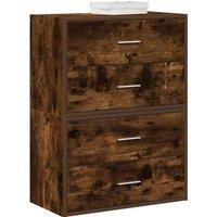 Berkfield Home Cabinets with 2 Drawers 2 pcs Smoked Oak 60x31x40 cm Engineered Wood in Brown | Size: 60 x 31 x 40 cm