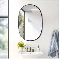 H&O Direct Oval Metal Wall Mirror Bathroom Decorative Wall Mounted Vanity Mirror in Black