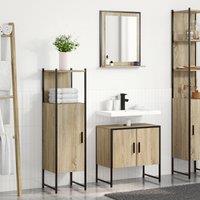 Berkfield Home 3 Piece Bathroom Furniture Set Sonoma Oak Engineered Wood in Beige