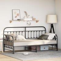Berkfield Home Daybed Frame with Trundle Black 90x200 cm Steel