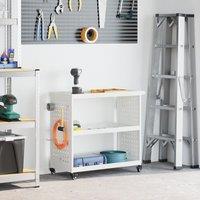 Berkfield Home Tool Trolley with Shelf with Wheel with Storage Manual White Compact Powder-coated steel