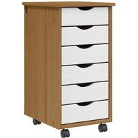 Berkfield Home Rolling Cabinet with Drawers MOSS Honey Brown Solid Wood Pine