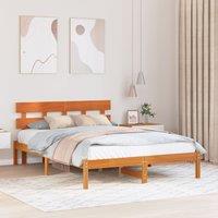Berkfield Home Bed Frame with Headboard Wax Brown 150x200 cm Solid Wood Pine