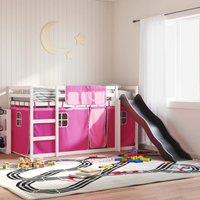 Berkfield Home Bunk Bed without Mattress with Slide & Curtains Pink 80x200 cm
