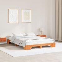Berkfield Home Bed Frame Wax brown Solid Wood 150 x 200 cm Durable Bed Frame