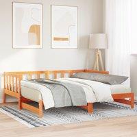 Berkfield Home Day bed with Trundle Wax Brown 180x200 cm Solid Wood Pine