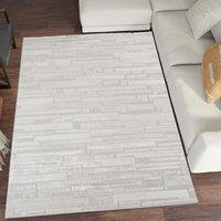 Desire Rugs Hamilton Modern Sheen Area Rug - Blocked Bold Geometric Design in Silver | Size: 60 cm x 220 cm