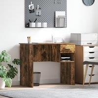 Berkfield Home Desk with Storage Smoked Oak 90x49.5x75 cm Engineered wood