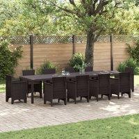 Berkfield Home Garden Table Brown 350x100x73 cm Poly Rattan | Size: 350 x 100 x 73 cm