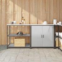 Berkfield Home with Shelf with Storage with Door Adjustable 2 pcs Stainless steel in Silver