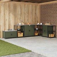 Berkfield Home Kitchen Storage Cabinet with Shelf with Storage with Door Olive green Steel