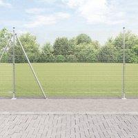 Berkfield Home Welded Wire Fence with 7 Flanged Posts 1.5x10 m Galvanised Steel in Silver