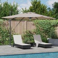 Berkfield Home Cantilever Roma Parasol with LEDs Taupe 286x285x270 cm Aluminium | Size: 286 x 285 x 270 cm