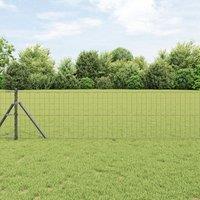 Berkfield Home Euro Fence with 13 Posts 0.4x25 m Galvanised Steel Grey in Silver
