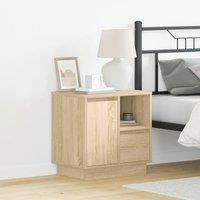 Berkfield Home Bedside Cabinet with LED Sonoma Oak 50x34, 5x50 cm in Brown