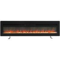60inch Electric Fireplace with Adjustable Flames, Wall Mounted or Freestanding or Recessed in Black
