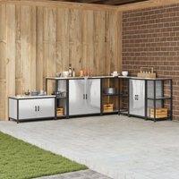 Berkfield Home Kitchen Storage Shelf with Storage Silver Stainless steel