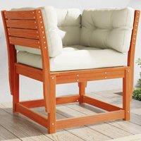 Berkfield Home Garden Sofa Armrest with Cushions Wax Brown Solid Wood Pine