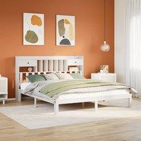 Berkfield Home Bookcase Bed without Mattress White 180x200cm Solid Wood Pine | Size: Super King