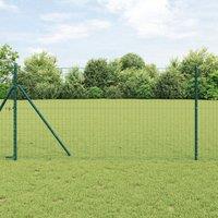 Berkfield Home Euro Fence with 7 Posts 1.2x10 m Galvanised Steel Green in Silver