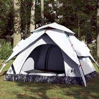 Berkfield Home Camping Tent Dome 4-Person White Blackout Fabric Quick Release